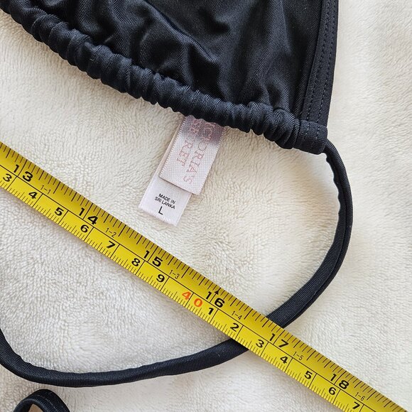 LARGE *Black String Bikini Victoria's Secret EUC Triangle Top - Picture 3 of 5